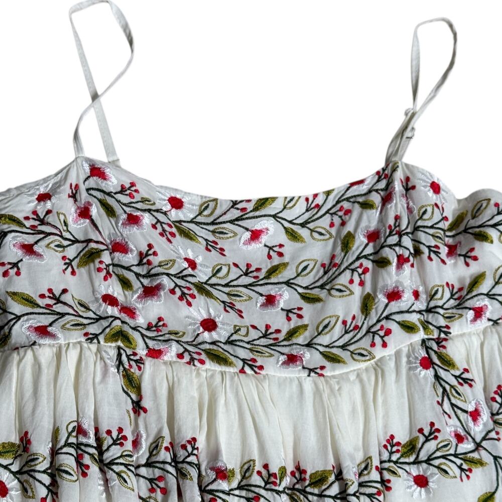 Samant Chauhan Cottage Boho Embroidered Babydoll Tiered Cami Mini Dress L Floral - Picture 8 of 14